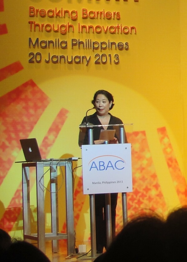 Ms. Doris Magsaysay-Ho of ABAC welcomes the audience.