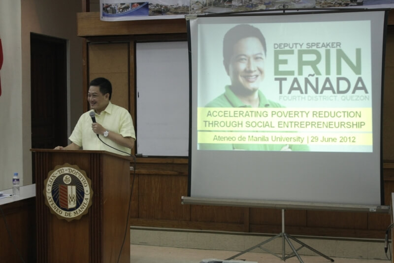 Deputy Speaker Lorenzo “Erin” Tañada III delivers  his keynote address  on Accelerating Poverty Reduction Through Social Entrepreneurship, which he considers as the essence of House Bill 6085.