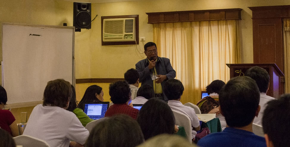 Mr. Andres Bojos, Regional Director of the Bureau of Fisheries and Aquatic Resources (BFAR) in Region 7, representing BFAR Director Asis Perez, presents BFAR’s initiatives in response to Yolanda during the Panel Discussion on RISE with Government.