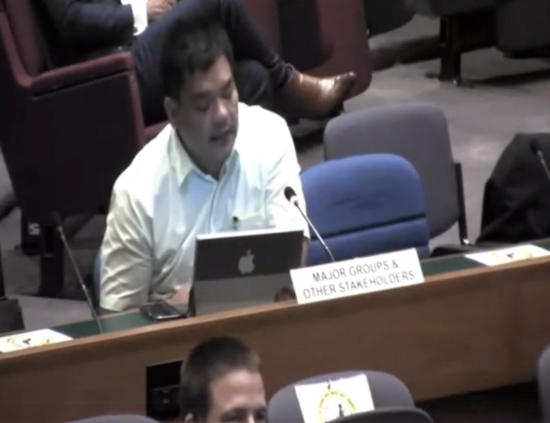 APRCEM delegate and CSO Rep delivers the CSO collective statement at the 9th APFSD